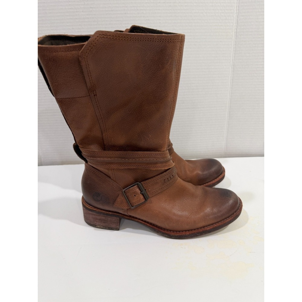 Timberland Whittemore A12I1 Womens Brown Leather Mid-Calf Zip Boots 9.5